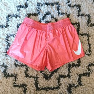 Salmon Nike Swoosh Run Running Shorts - Pink Magic Ember and White